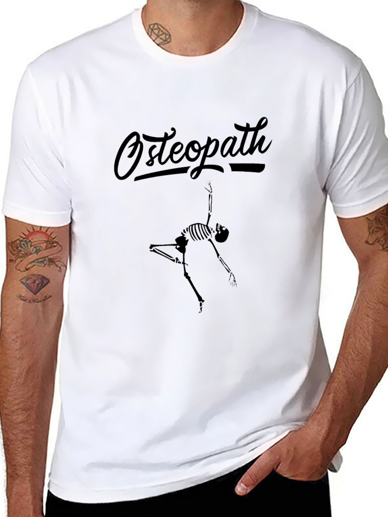 Osteopath Skeleton Graphic Tee - Black Crew Neck T-Shirt
