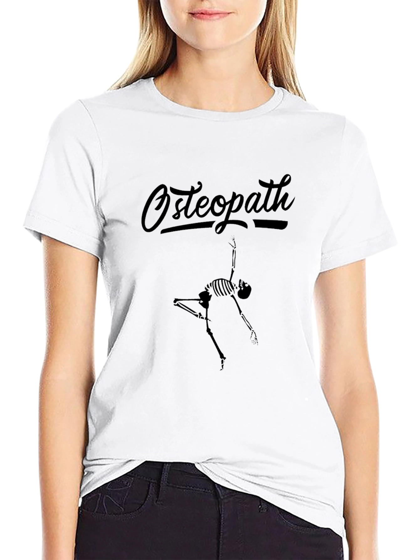 Osteopath Skeleton Graphic Tee - Black Crew Neck T-Shirt