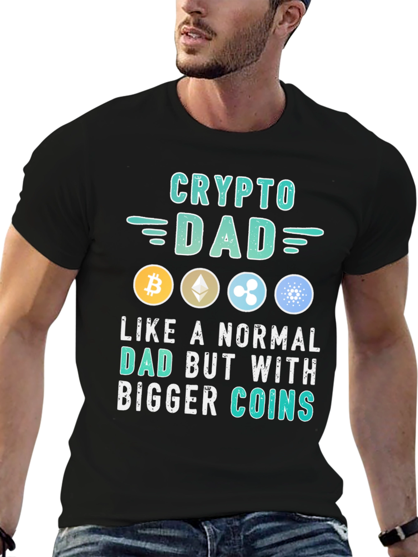 Crypto Dad T-Shirt - Bitcoin Ethereum Ripple