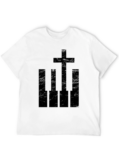Piano Keys Cross Graphic Tee - Black