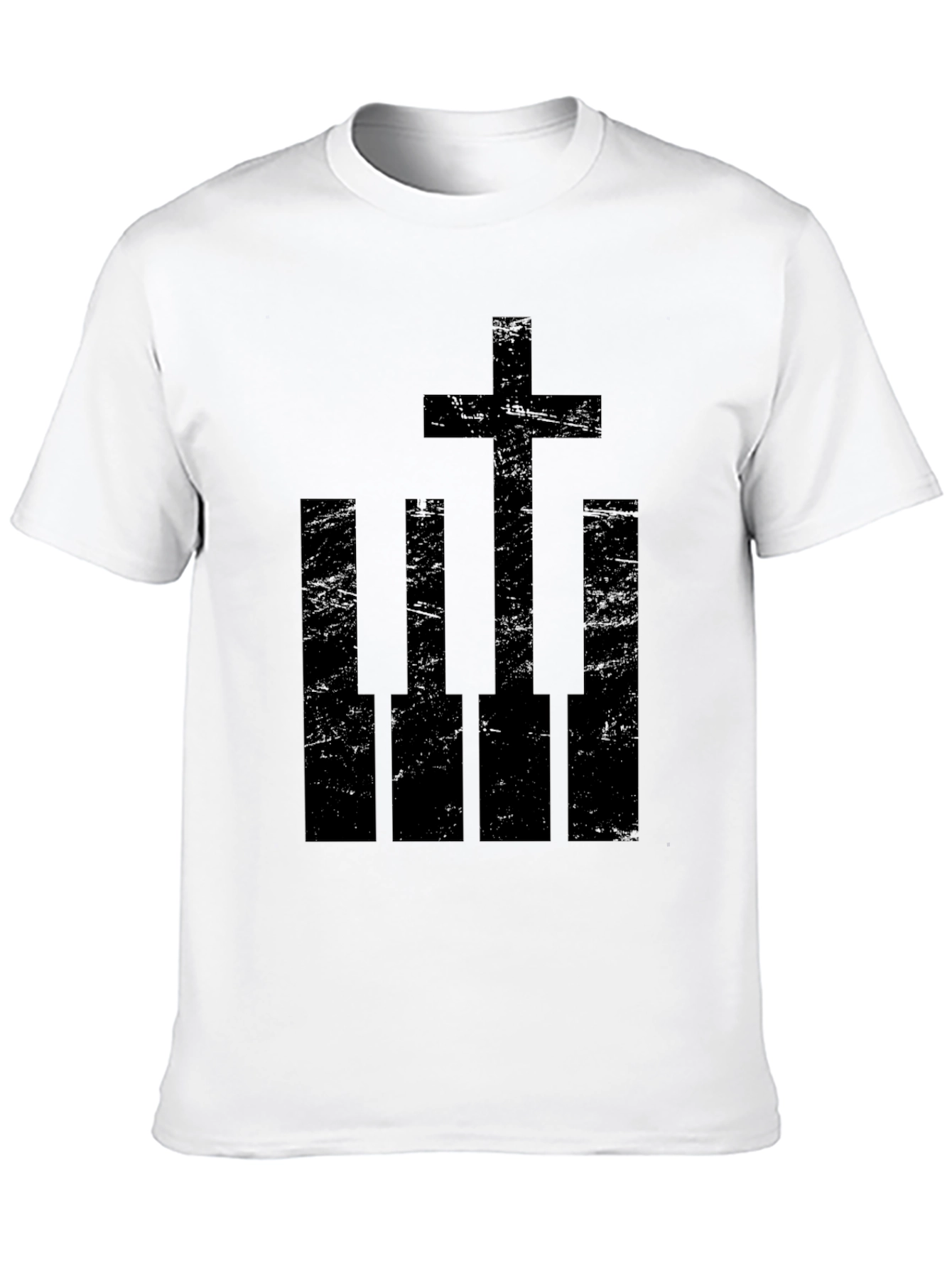 Piano Keys Cross Graphic Tee - Black