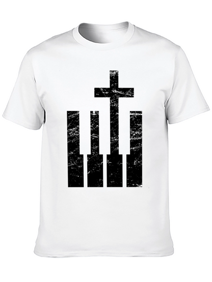 Piano Keys Cross Graphic Tee - Black