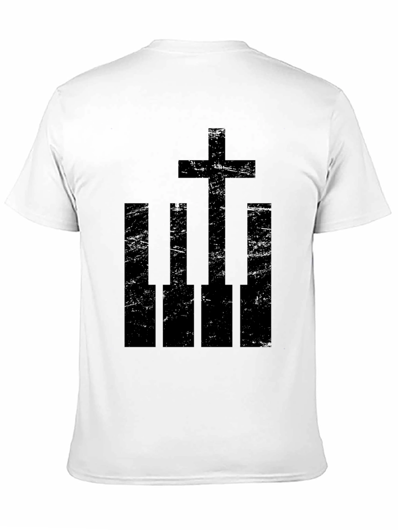 Piano Keys Cross Graphic Tee - Black