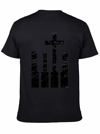 Piano Keys Cross Graphic Tee - Black