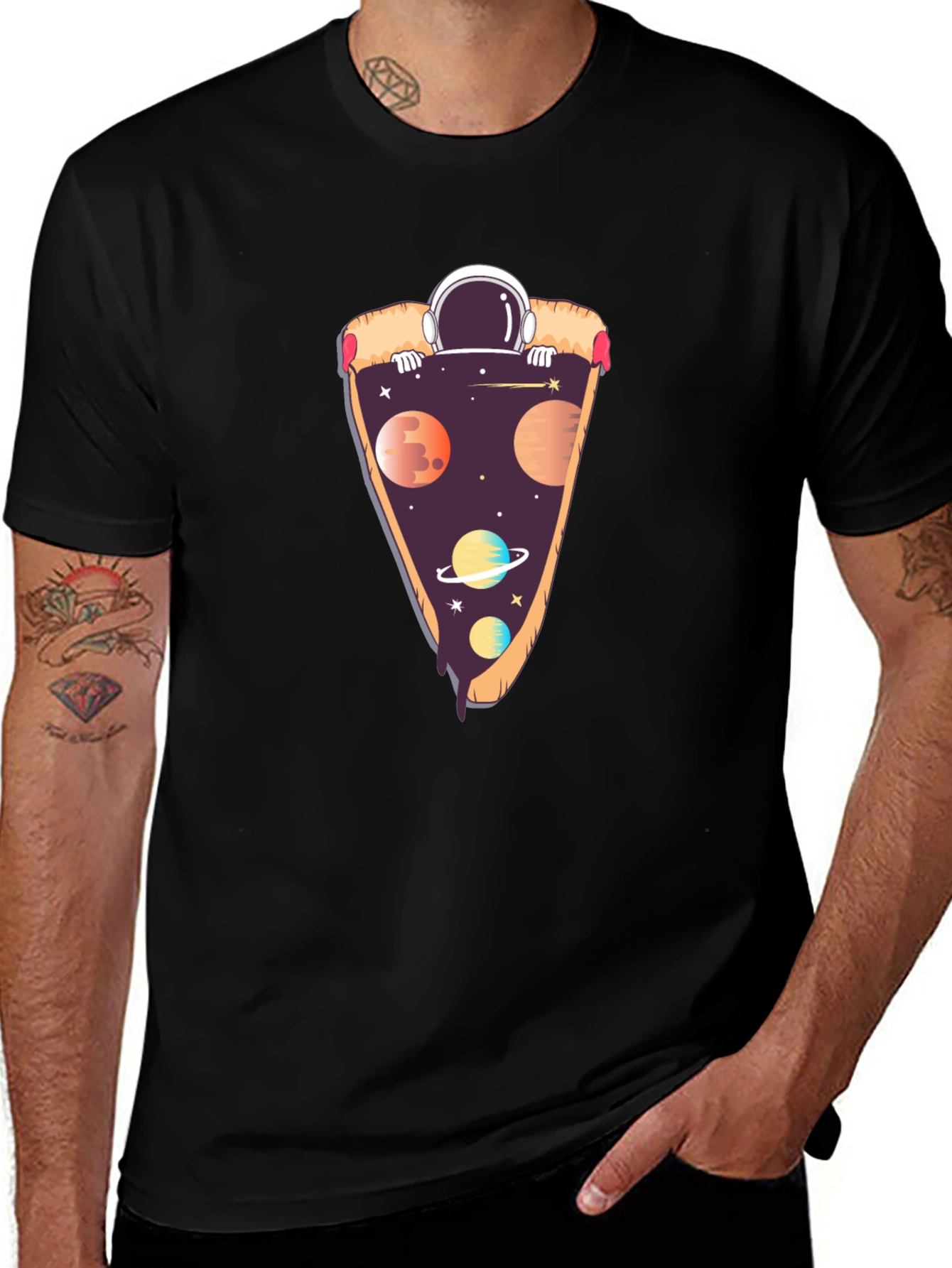 Space Pizza T-Shirt - Astronaut Galaxy Slice Tee
