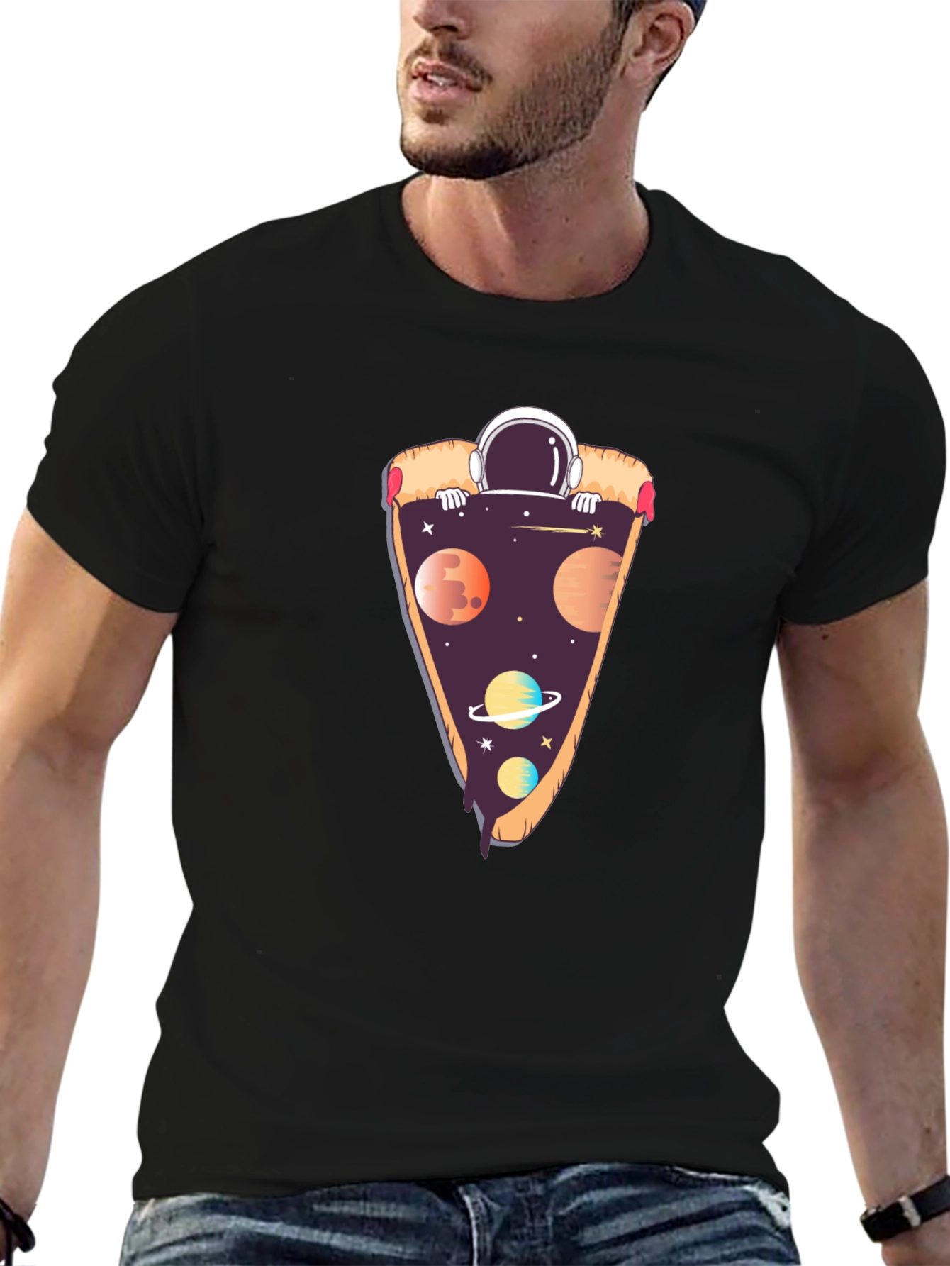 Space Pizza T-Shirt - Astronaut Galaxy Slice Tee
