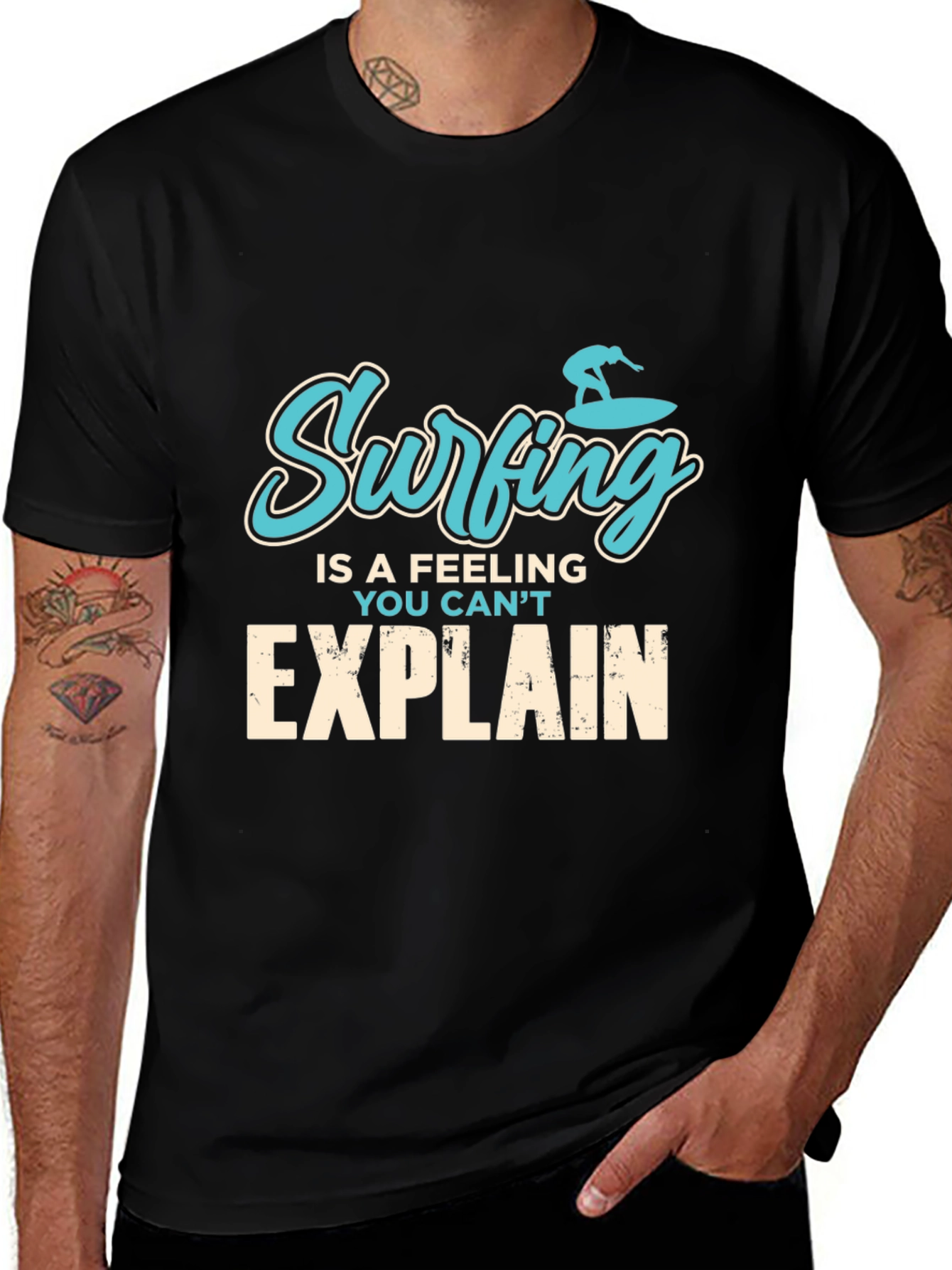 Surfing Feeling Graphic Tee - Mens Black T-Shirt