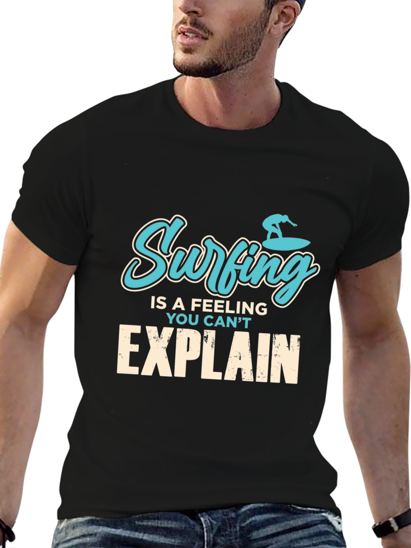 Surfing Feeling Graphic Tee - Mens Black T-Shirt