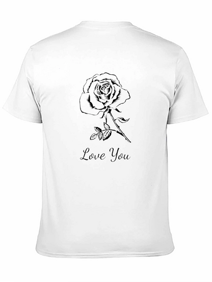 Mens Black Rose Love You Graphic Tee