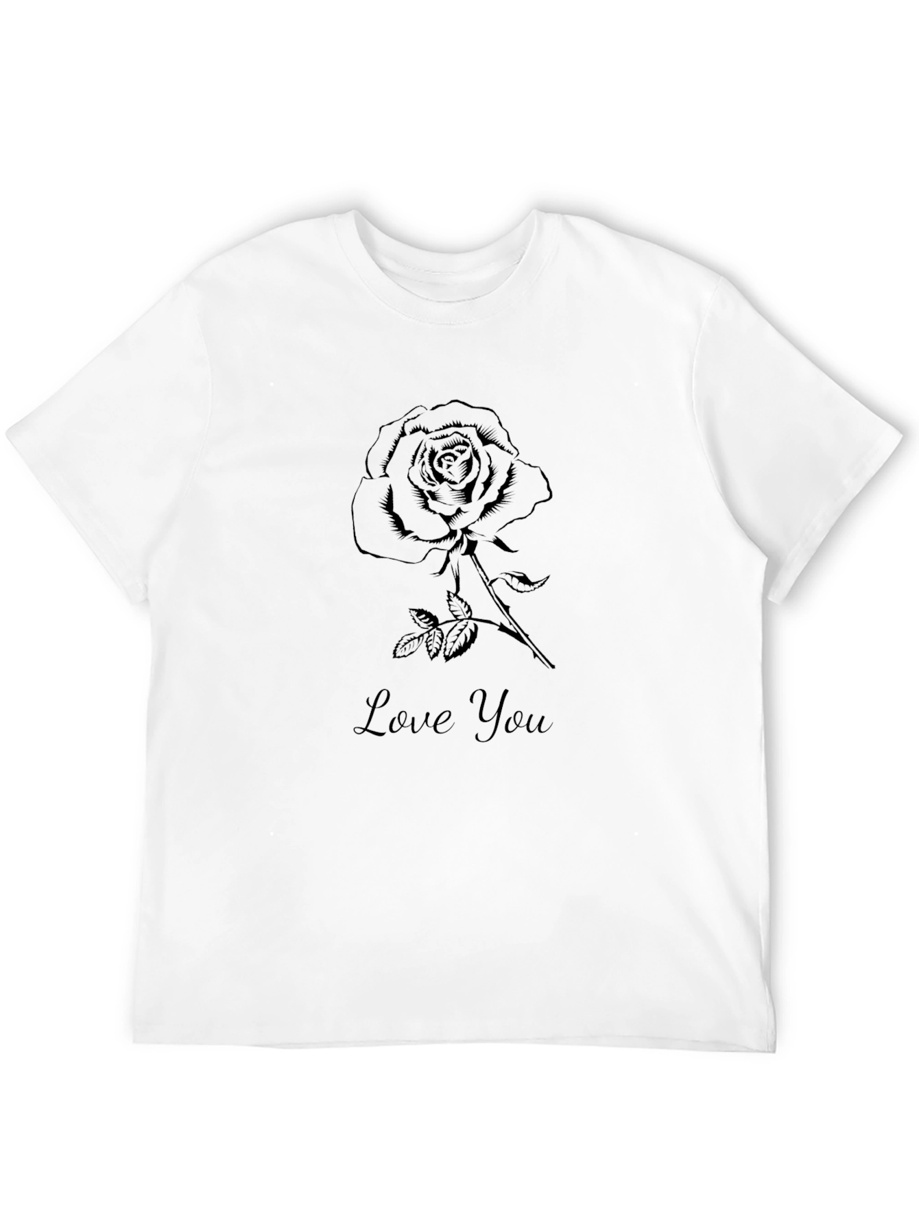 Mens Black Rose Love You Graphic Tee