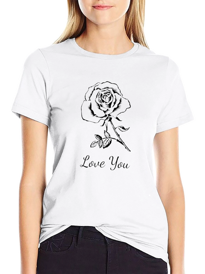 Mens Black Rose Love You Graphic Tee
