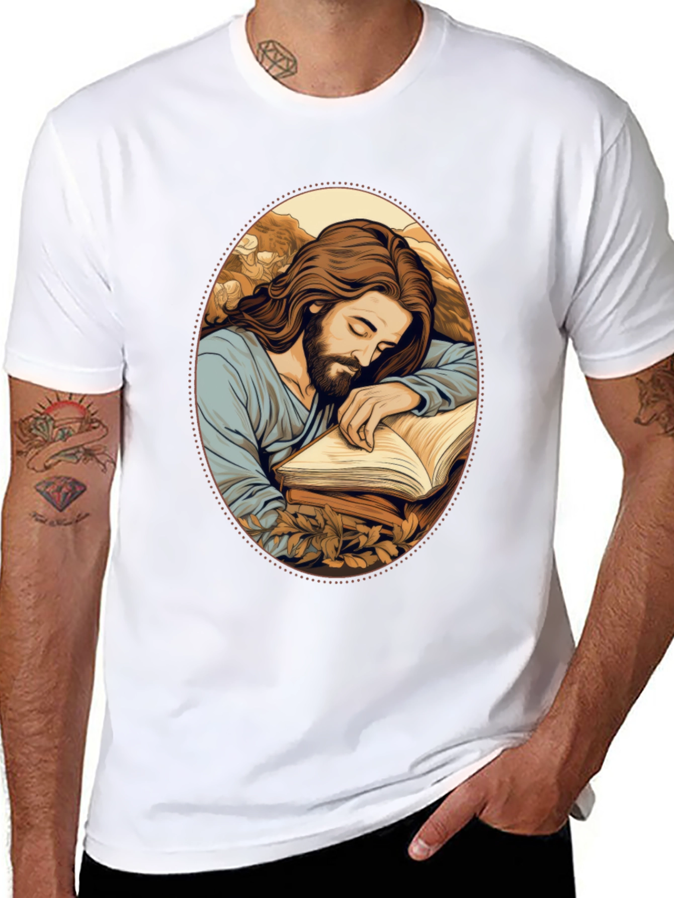 Jesus Sleeping Black T-Shirt