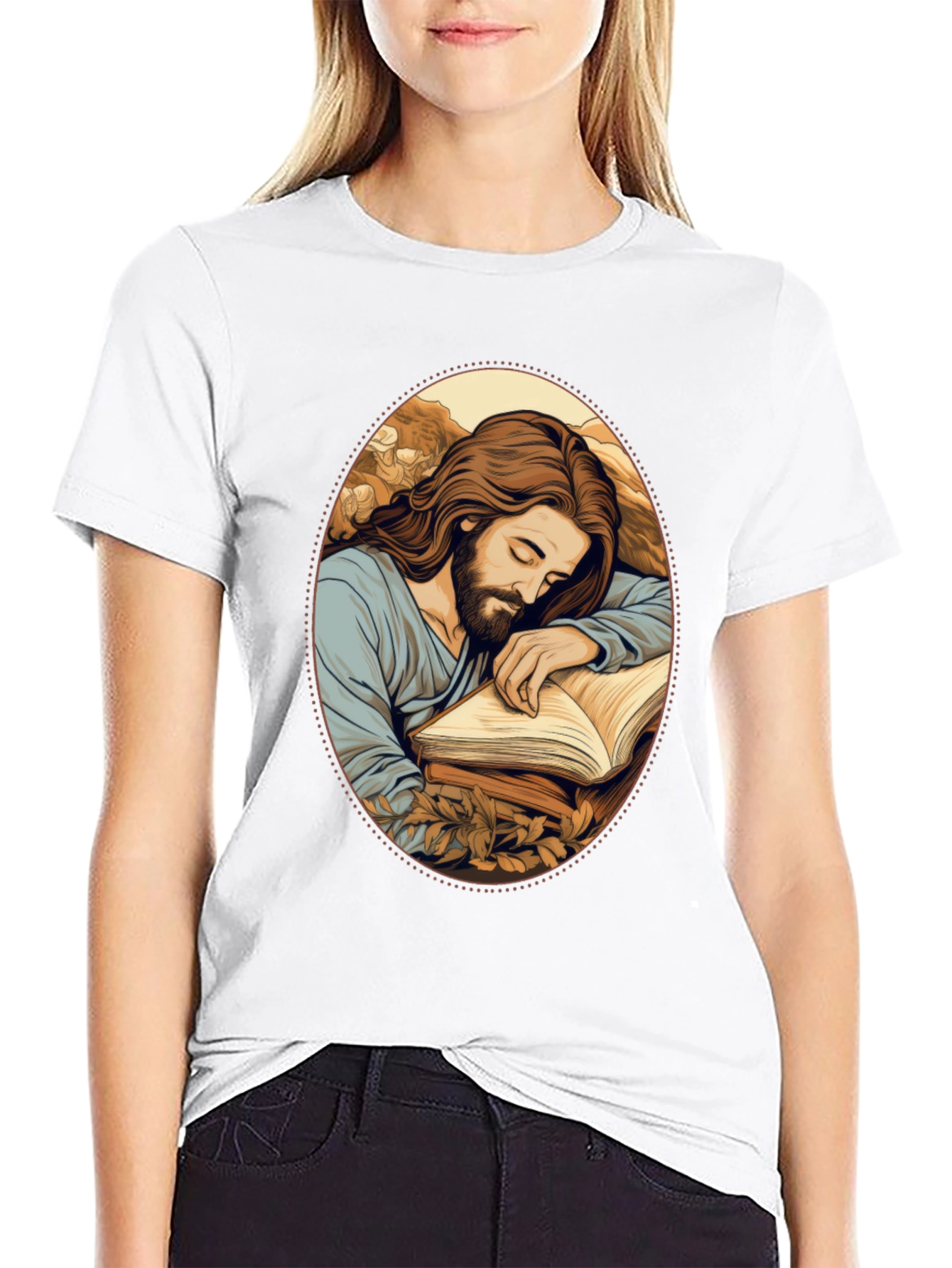Jesus Sleeping Black T-Shirt