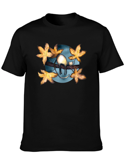 Cat on Branch T-Shirt - Unique Graphic Tee