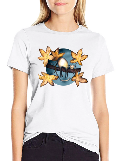 Cat on Branch T-Shirt - Unique Graphic Tee