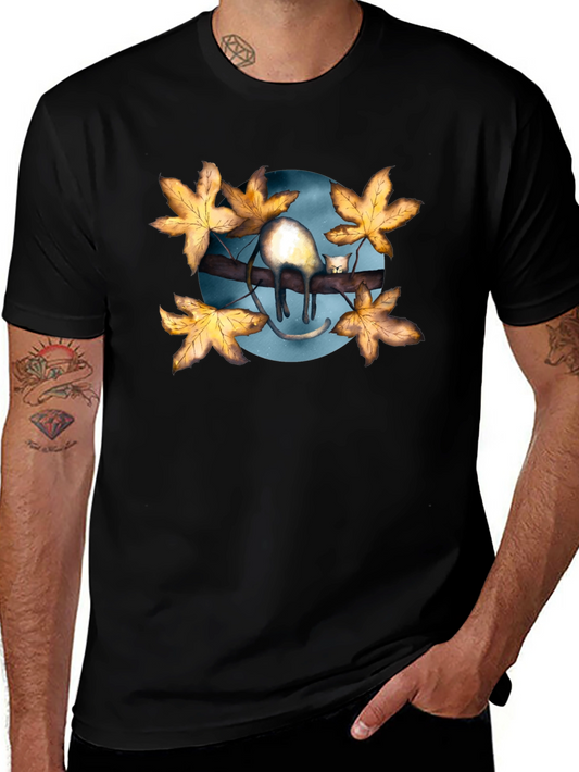 Cat on Branch T-Shirt - Unique Graphic Tee