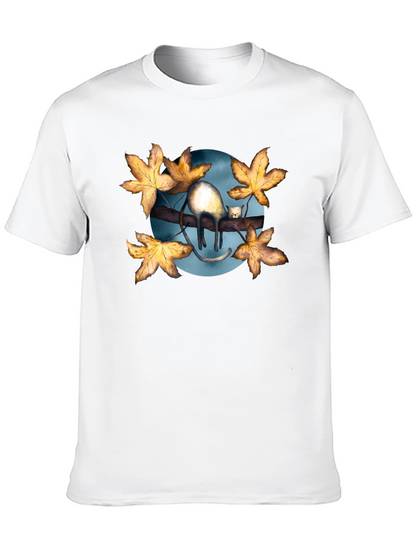 Cat on Branch T-Shirt - Unique Graphic Tee