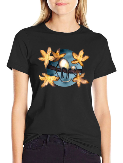 Cat on Branch T-Shirt - Unique Graphic Tee