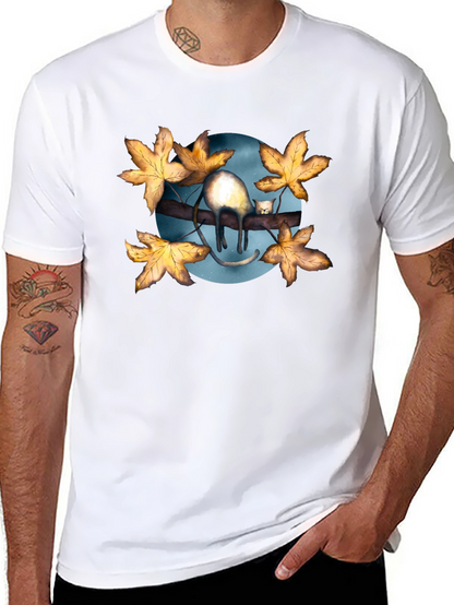 Cat on Branch T-Shirt - Unique Graphic Tee