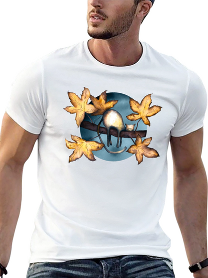 Cat on Branch T-Shirt - Unique Graphic Tee