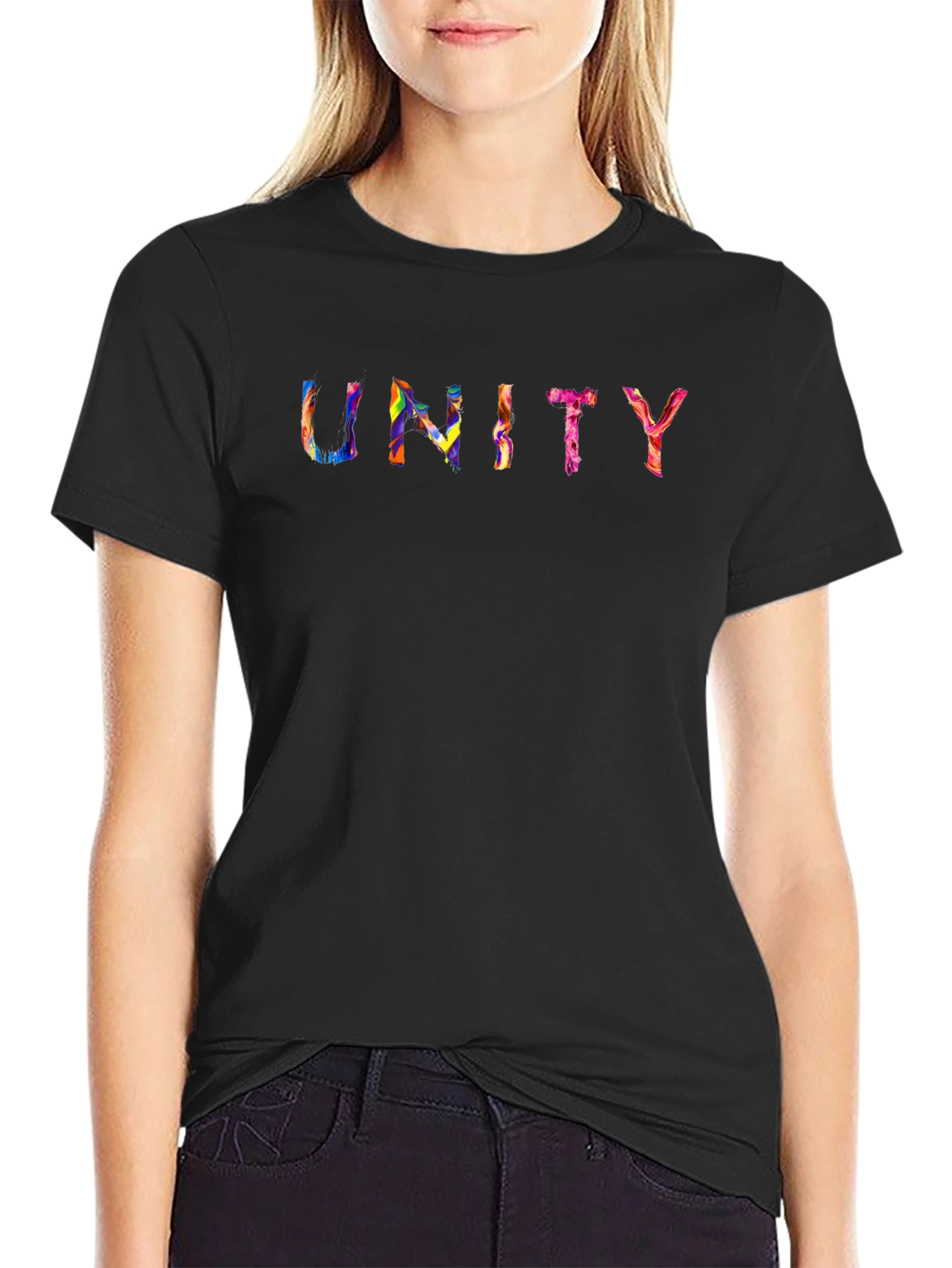Unity Rainbow Graphic Black T-Shirt