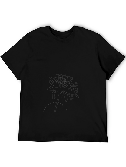 Classic Black Tee with Subtle Floral Graphic