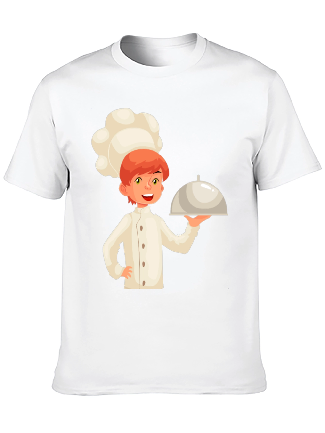 Chef Cartoon Graphic Tee - Black Cotton Casual T-Shirt