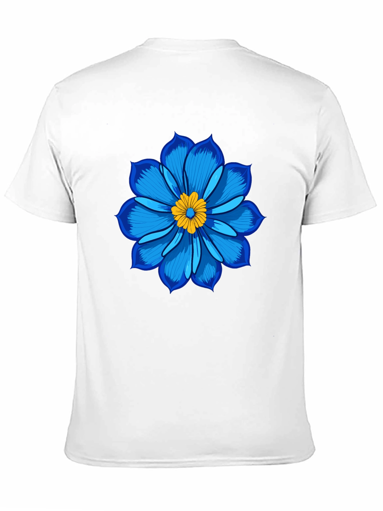 Blue Flower Graphic Tee - Soft Cotton Black T-Shirt