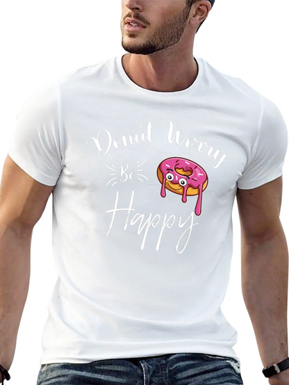 Donut Worry Be Happy Black T-Shirt