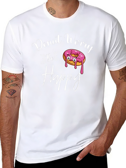 Donut Worry Be Happy Black T-Shirt