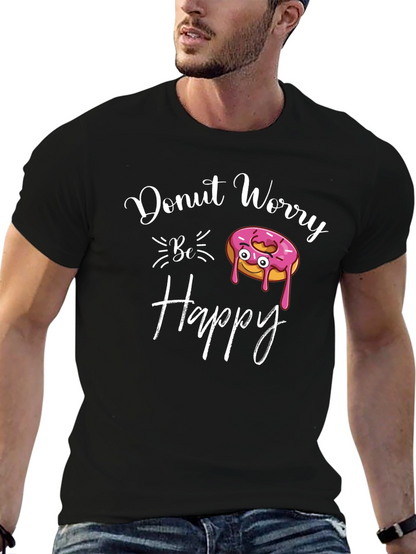 Donut Worry Be Happy Black T-Shirt