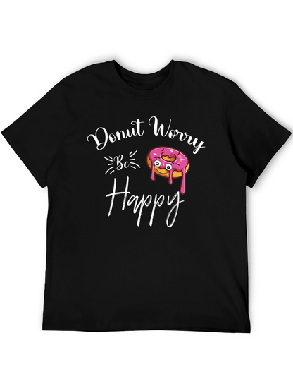 Donut Worry Be Happy Black T-Shirt