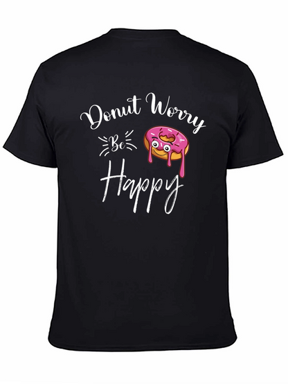Donut Worry Be Happy Black T-Shirt
