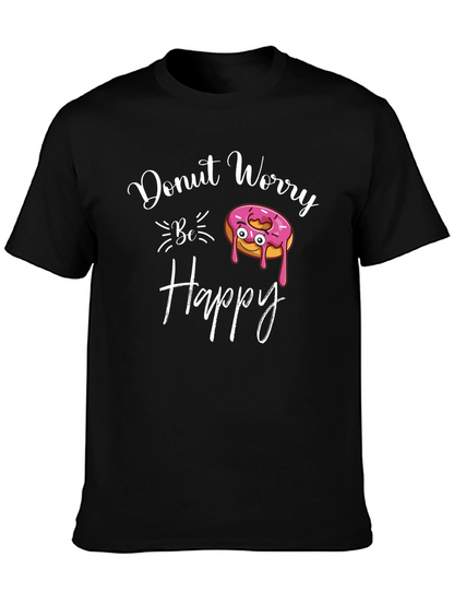 Donut Worry Be Happy Black T-Shirt
