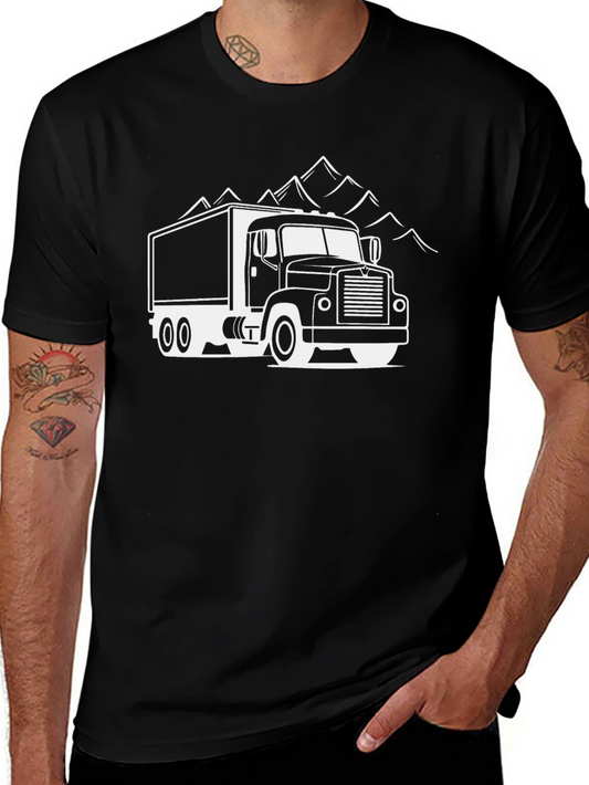 Truck and Mountain Graphic Tee - Black