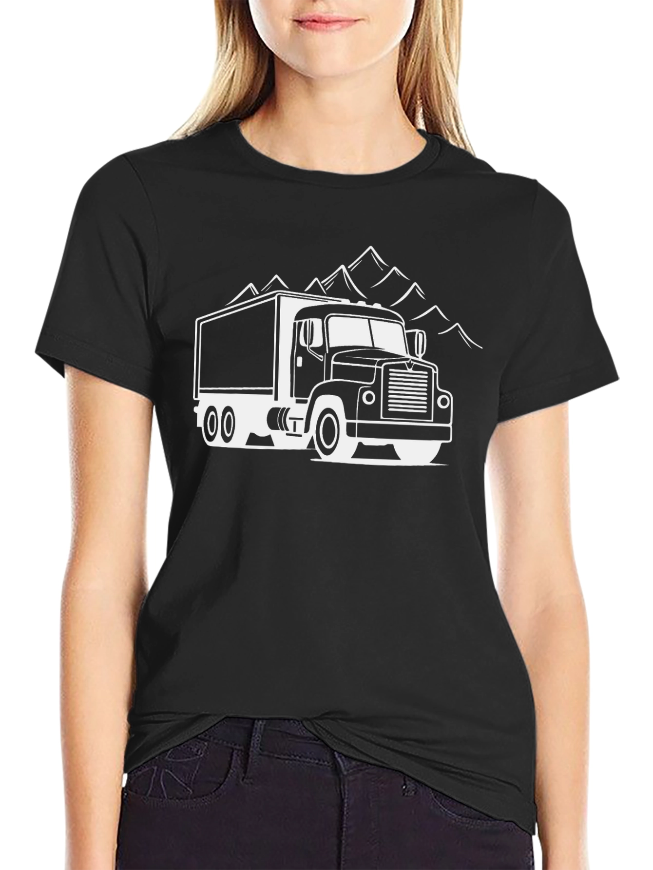 Truck and Mountain Graphic Tee - Black
