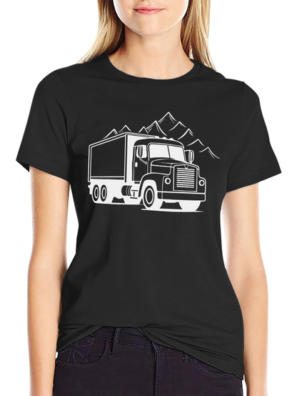 Truck and Mountain Graphic Tee - Black