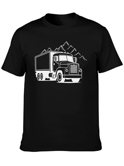 Truck and Mountain Graphic Tee - Black