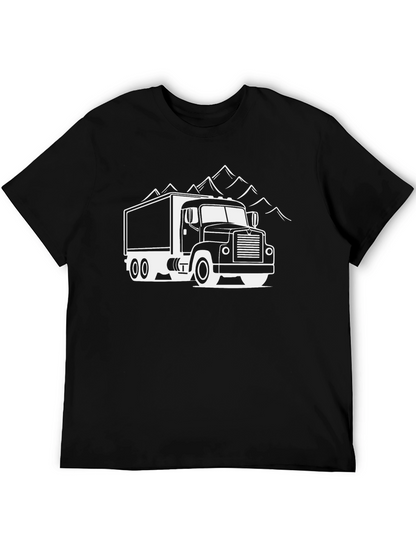 Truck and Mountain Graphic Tee - Black