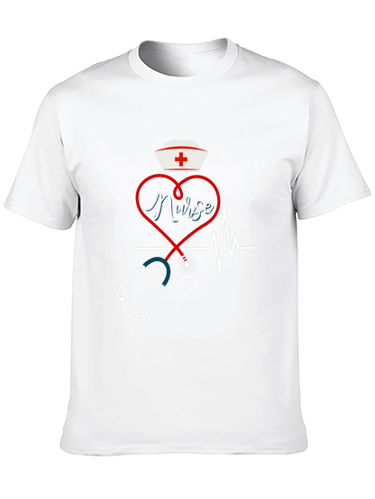 Nurse Heartbeat Stethoscope Graphic T-Shirt