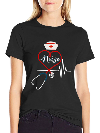 Nurse Heartbeat Stethoscope Graphic T-Shirt