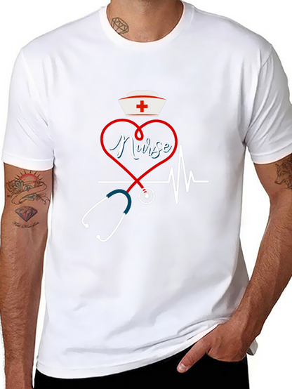 Nurse Heartbeat Stethoscope Graphic T-Shirt