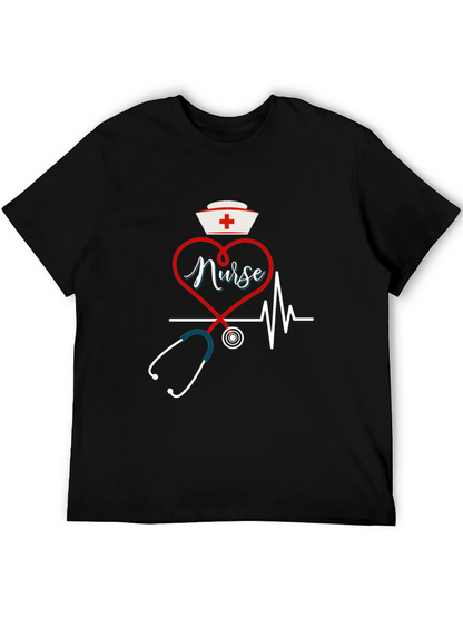 Nurse Heartbeat Stethoscope Graphic T-Shirt