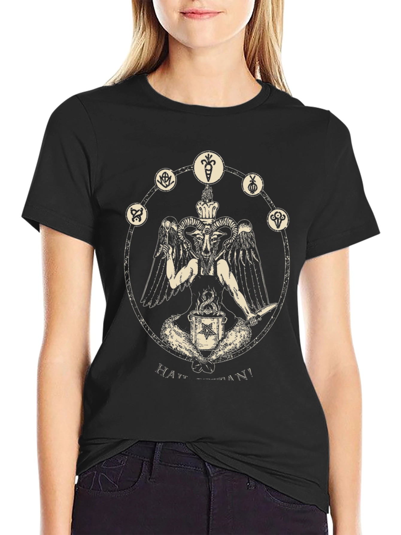 Occult Baphomet Graphic Tee - Black