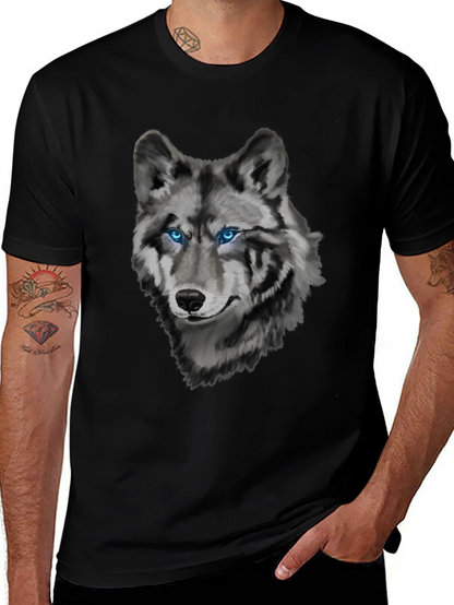 Mens Wolf Graphic Print Crew Neck T-Shirt
