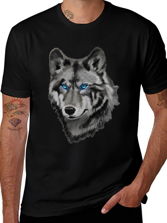 Mens Wolf Graphic Print Crew Neck T-Shirt