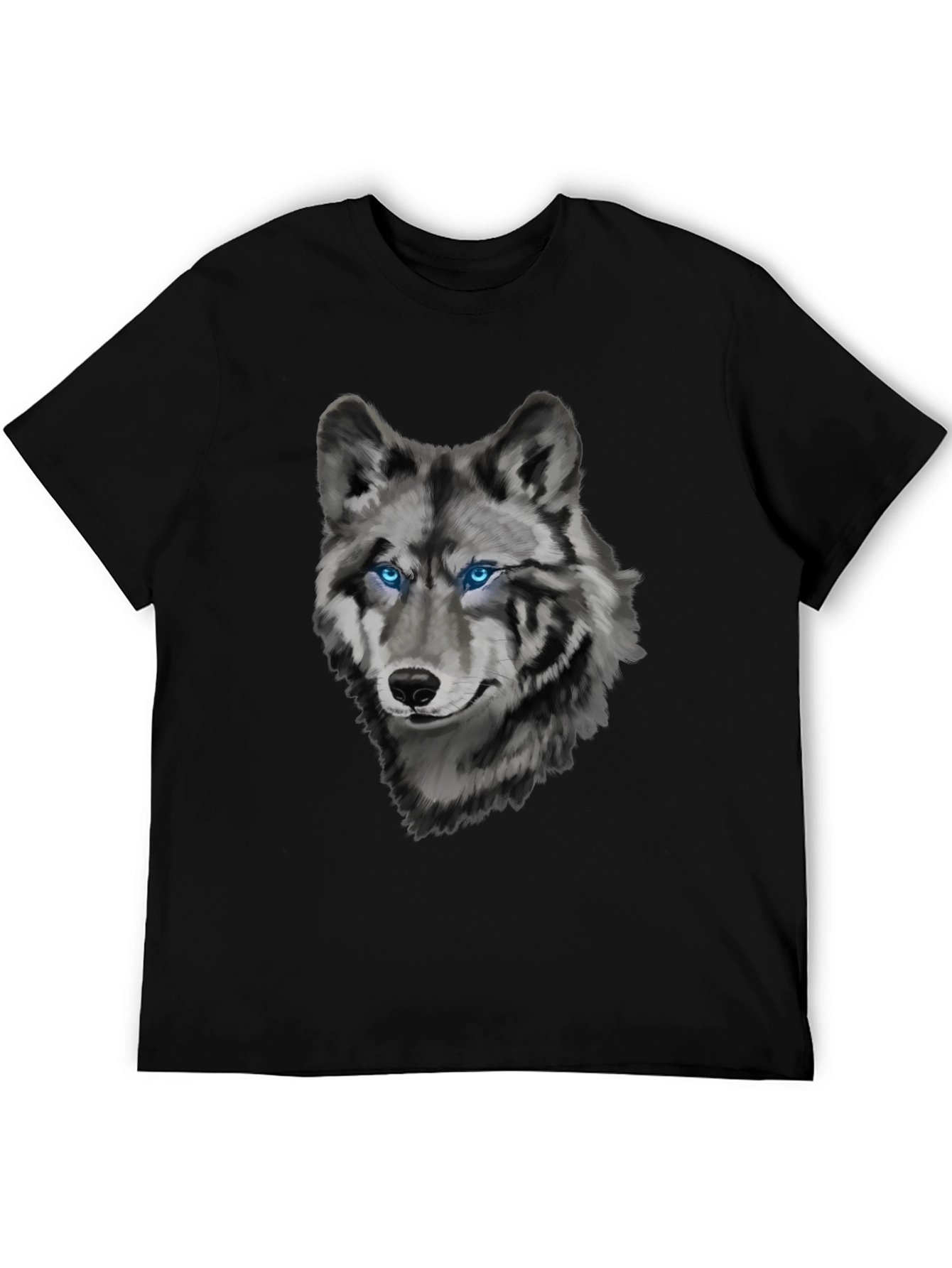 Mens Wolf Graphic Print Crew Neck T-Shirt