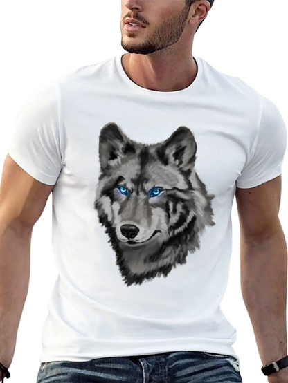 Mens Wolf Graphic Print Crew Neck T-Shirt