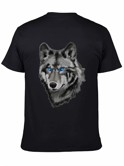 Mens Wolf Graphic Print Crew Neck T-Shirt