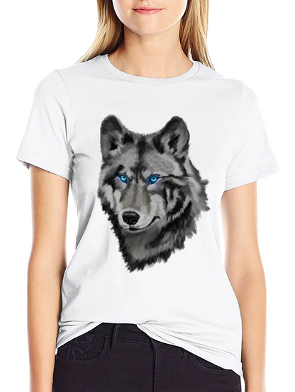 Mens Wolf Graphic Print Crew Neck T-Shirt